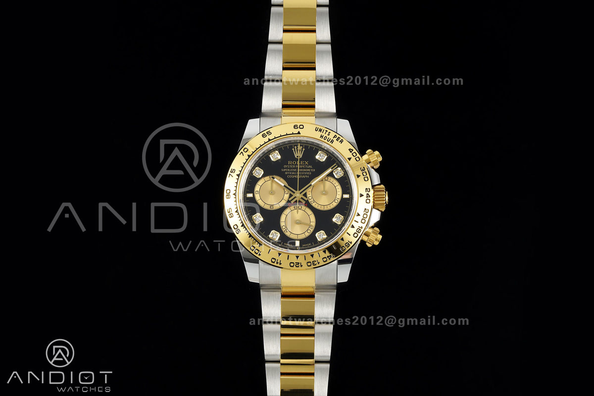 Daytona 126503 SS/YG UFO 1:1 Best Edition Black/YG Diamonds Dial on SS/YG Bracelet UF4131 (Free Sprung)